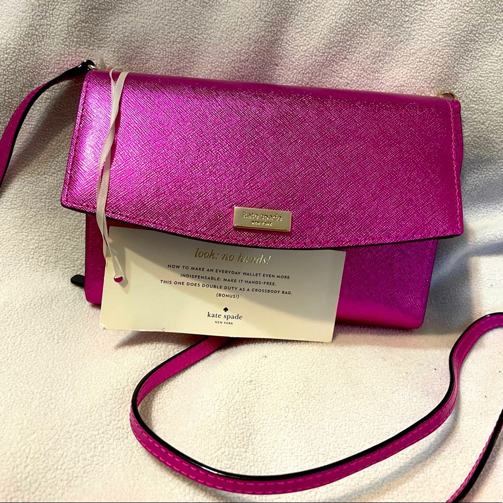 Kate Spade ♠️ Metallic Pink Clutch NWT - Picture 1 of 9